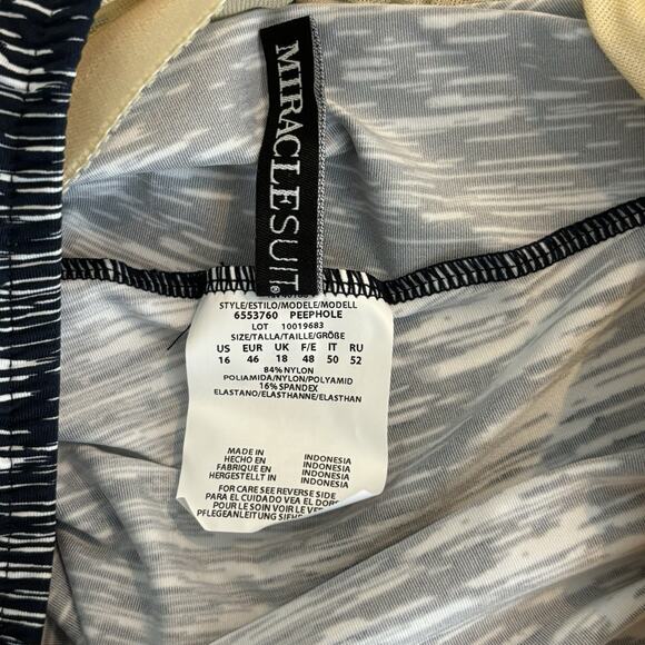 Miraclesuit Silver Shores Peephole Tankini Top Sz 16 MSRP $140 Midnight Blue NWT - Picture 5 of 7